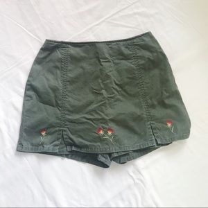 Vintage Green Flower Mini Skort